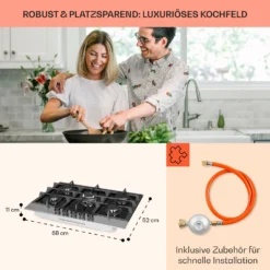 Alchemist 5 Zonen Gaskochfeld Aluminium-Brenner Glaskeramik Schwarz -Deutschland Klarstein Verkaufs-Shop 10034970 de 0006 usp