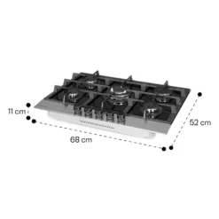 Alchemist 5 Zonen Gaskochfeld Aluminium-Brenner Glaskeramik Schwarz -Deutschland Klarstein Verkaufs-Shop 10034970 yy 0011 dimensions