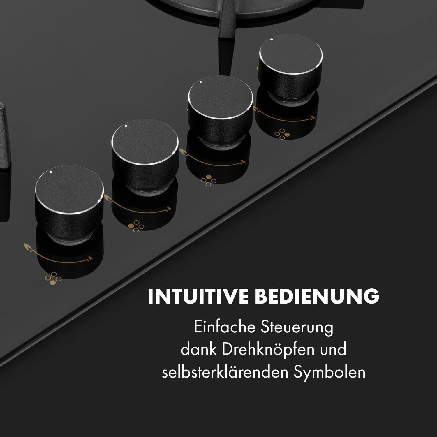 Goldflame 4 Gaskochfeld 4-flammig Messing-Brenner Glaskeramik schwarz Goldflame 4 Gaskochfeld 4-flammig Messing-Brenner Glaskeramik Schwarz -Deutschland Klarstein Verkaufs-Shop 10034972 de 0004 logo