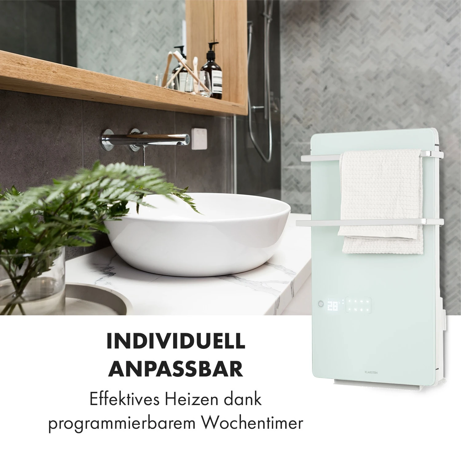 Hot Spot Crystal Flow Badheizer 45x82cm 36m² 2000W 5-40°C LED Hot Spot Crystal Flow Badheizer 45x82cm 36m² 2000W 5-40°C LED -Deutschland Klarstein Verkaufs-Shop 10035035 de 0007 logo