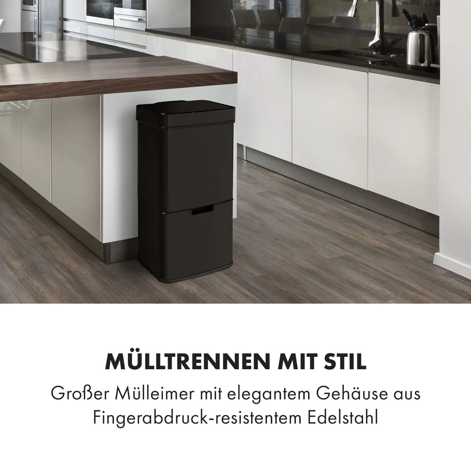 Touchless Black Stainless Steel Müllsammler Sensor 72L 4 Behälter ABS / PP / Edelstahl schwarz Touchless Black Stainless Steel Müllsammler Sensor 72L 4 Behälter ABS / PP / Edelstahl Schwarz -Deutschland Klarstein Verkaufs-Shop 10035097 de 0002 logo