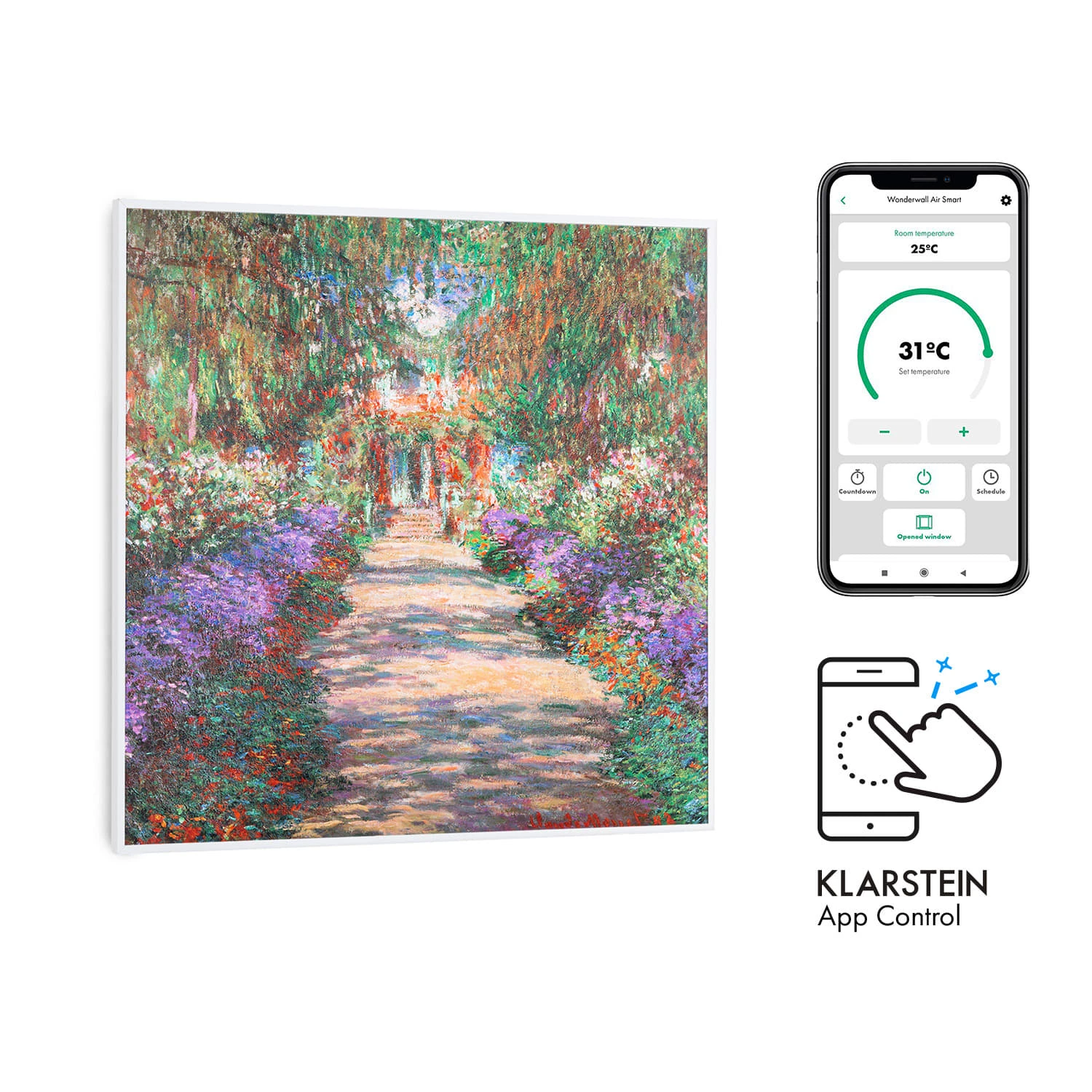 Wonderwall Air Art Smart Infrarotheizung 60x60cm 350W Wandinstallation App-Steuerung Gartenweg Wonderwall Air Art Smart Infrarotheizung 60x60cm 350W Wandinstallation App-Steuerung Gartenweg -Deutschland Klarstein Verkaufs-Shop