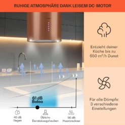 Beretta Inselabzugshaube Ø35cm Ab-/Umluft 650m³/h LED Aktivkohlefilter -Deutschland Klarstein Verkaufs-Shop 10035166 de 0003 usp