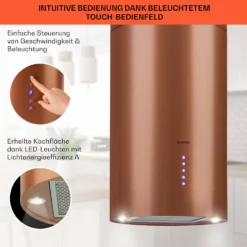 Beretta Inselabzugshaube Ø35cm Ab-/Umluft 650m³/h LED Aktivkohlefilter -Deutschland Klarstein Verkaufs-Shop 10035166 de 0004 usp