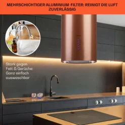 Beretta Inselabzugshaube Ø35cm Ab-/Umluft 650m³/h LED Aktivkohlefilter -Deutschland Klarstein Verkaufs-Shop 10035166 de 0006 usp