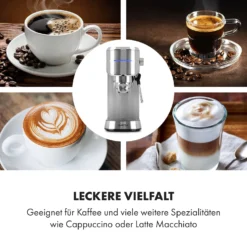 Futura Espressomaker 20 Bar 1450 Watt 20 Bar Wassertank: 1,25 Liter Rostfreier Edelstahl -Deutschland Klarstein Verkaufs-Shop 10035183 de 0005 logo