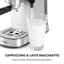 Futura Espressomaker 20 Bar 1450 Watt 20 Bar Wassertank: 1,25 Liter Rostfreier Edelstahl -Deutschland Klarstein Verkaufs-Shop 10035183 de 0007 logo