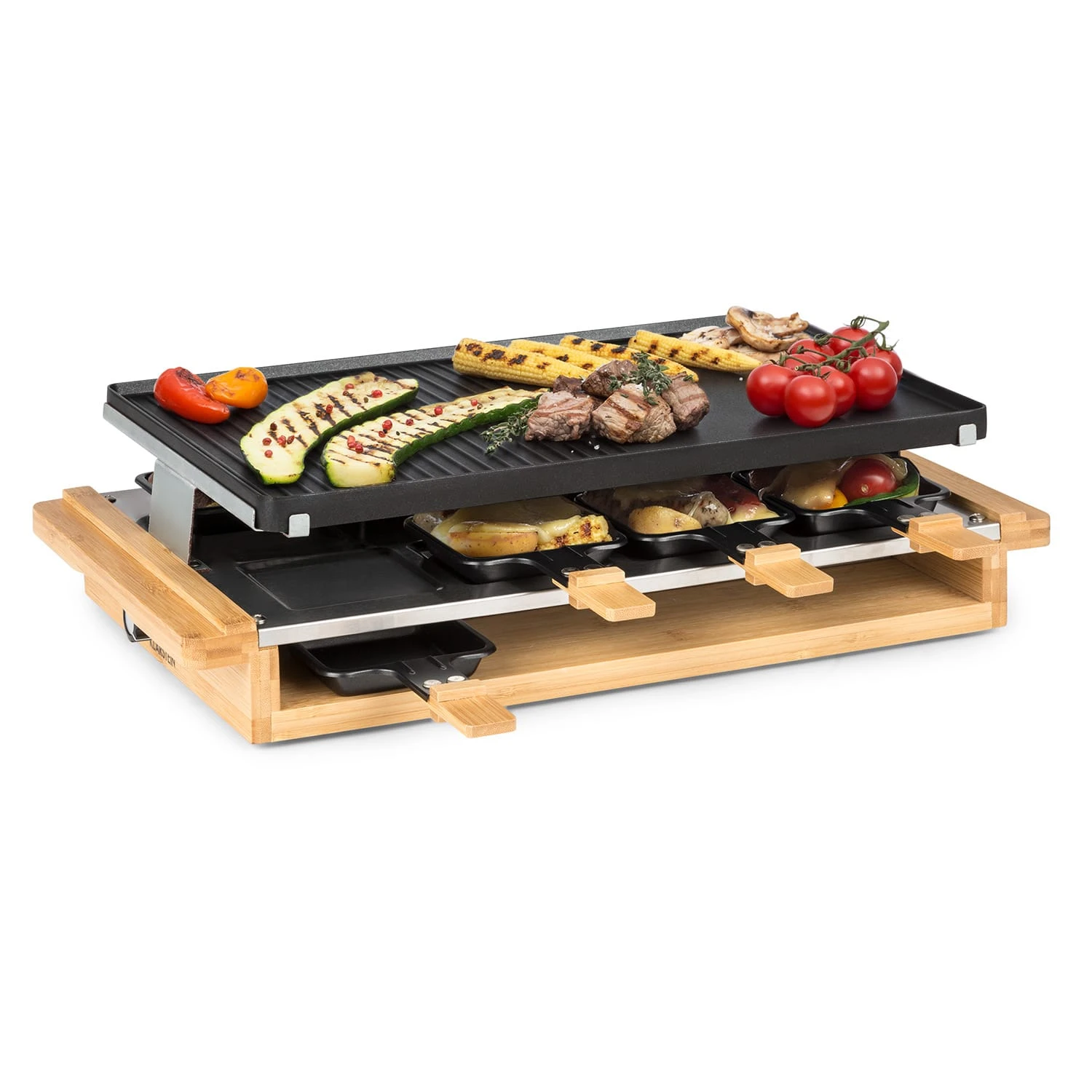 Tournedo Raclette 1200W Aluminiumguss 8 Personen Holz-Dekor Tournedo Raclette 1200W Aluminiumguss 8 Personen Holz-Dekor -Deutschland Klarstein Verkaufs-Shop 10035219 yy 0001 titel Klarstein Tournedo Raclette Holz Dekor