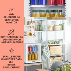 Brooklyn 32 Mini-Kühlschrank Glastür LED Ablage -Deutschland Klarstein Verkaufs-Shop 10035225 DE 0003 usp