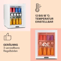 Brooklyn 42 Mini-Kühlschrank Glastür LED Ablage -Deutschland Klarstein Verkaufs-Shop 10035227 de 0004 usp