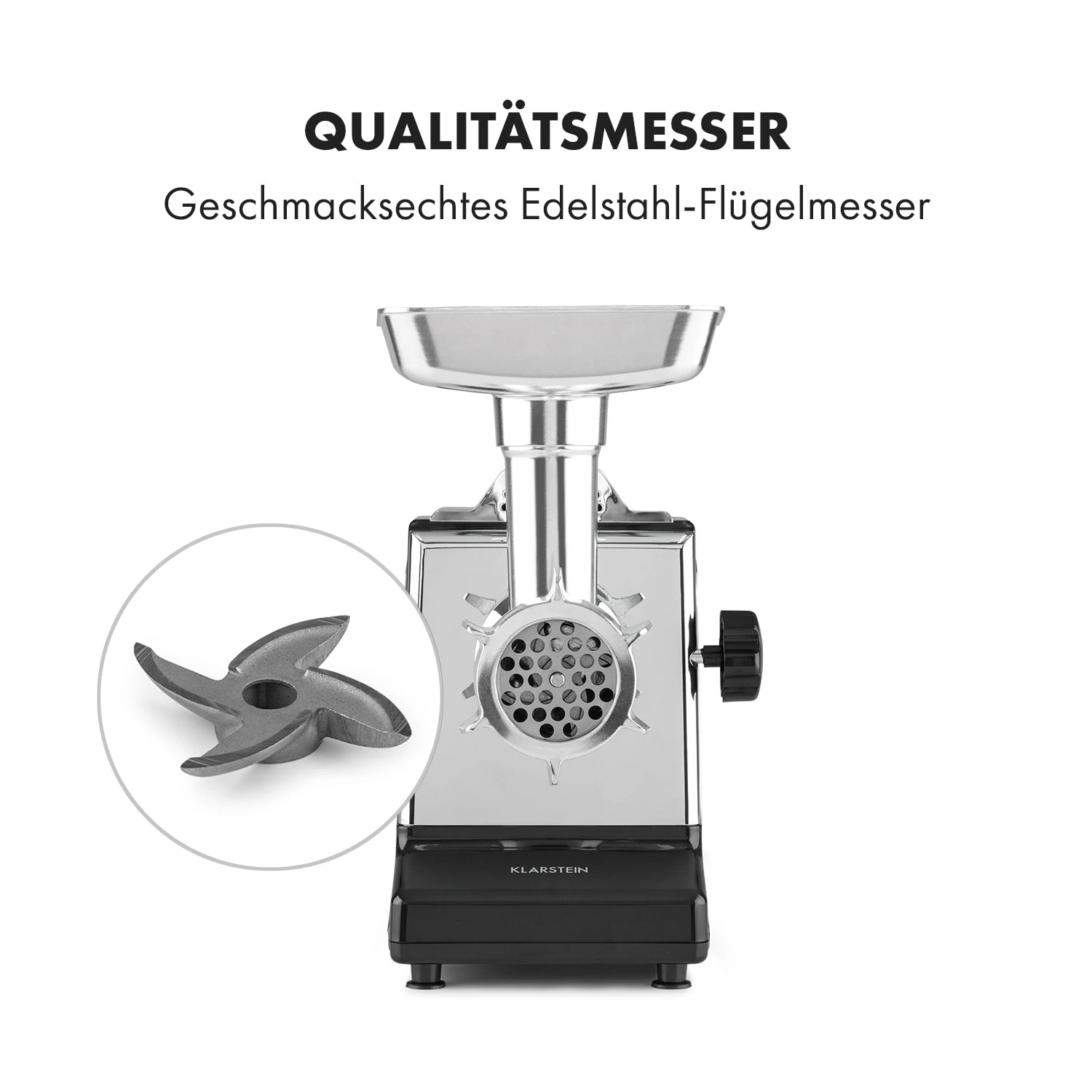 Kraftprotz elektrischer Fleischwolf 700 W Kupfermotor Hack Wurst Kebbe Edelstahl Kraftprotz Elektrischer Fleischwolf 700 W Kupfermotor Hack Wurst Kebbe Edelstahl -Deutschland Klarstein Verkaufs-Shop 10035233 de 0004 logo