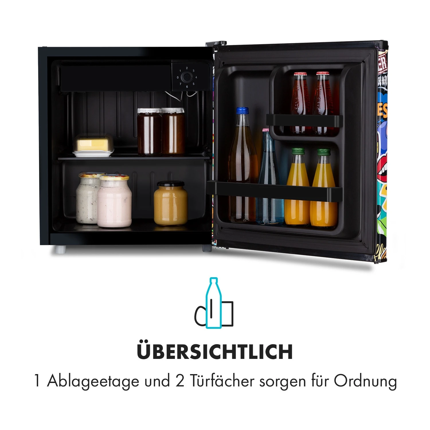 Cool Vibe 46+ Kühlschrank 46 Liter 1 Boden Stickerbomb-Style Cool Vibe 46+ Kühlschrank 46 Liter 1 Boden Stickerbomb-Style -Deutschland Klarstein Verkaufs-Shop 10035253 de 0006 logo