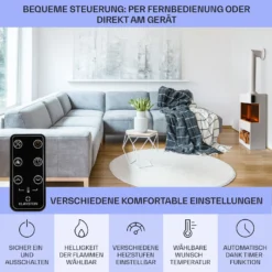 Zermatt Elektrischer Kamin 900/1800W Thermostat Flammenillusion -Deutschland Klarstein Verkaufs-Shop 10035264 de 0006 usp