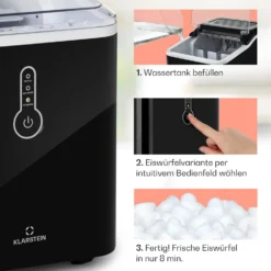 Chillout Eiswürfelmaschine Bulleteis 12kg/24h Wassertank: 1,5 L -Deutschland Klarstein Verkaufs-Shop 10035320 de 0004 usp