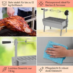 Sauenland Mini Rotisserie-Grill Drehspieß 4W 12kg Max. Edelstahl -Deutschland Klarstein Verkaufs-Shop 10035371 de 0005 usp