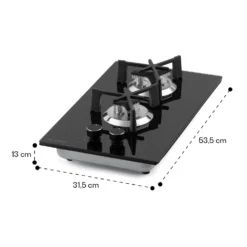 Trifecta Domino Gaskochfeld 2-flammig Triangle-Brenner Glaskeramik -Deutschland Klarstein Verkaufs-Shop 10035468 yy 0011 dimensions