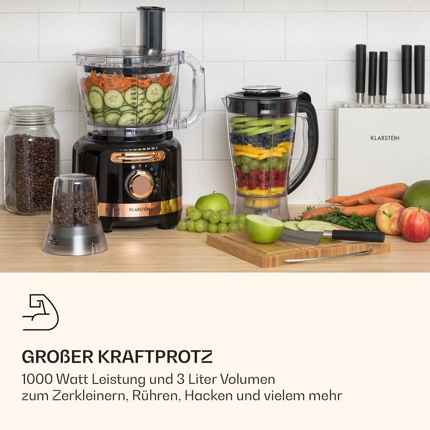 Luca Multifunktionsmixer 1000 W 3 L stufenlose Geschwindigkeit 6 Modi Luca Multifunktionsmixer 1000 W 3 L Stufenlose Geschwindigkeit 6 Modi -Deutschland Klarstein Verkaufs-Shop 10035487 de 0002 logo