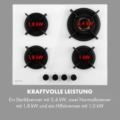 Goldflame 4 Gaskochfeld 4-flammig Messing-Brenner Glaskeramik -Deutschland Klarstein Verkaufs-Shop 10035499 de 0006 logo