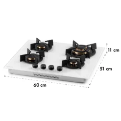 Goldflame 4 Gaskochfeld 4-flammig Messing-Brenner Glaskeramik -Deutschland Klarstein Verkaufs-Shop 10035499 yy 0010 logo Klarstein Goldflame 4 Gasherd weiss