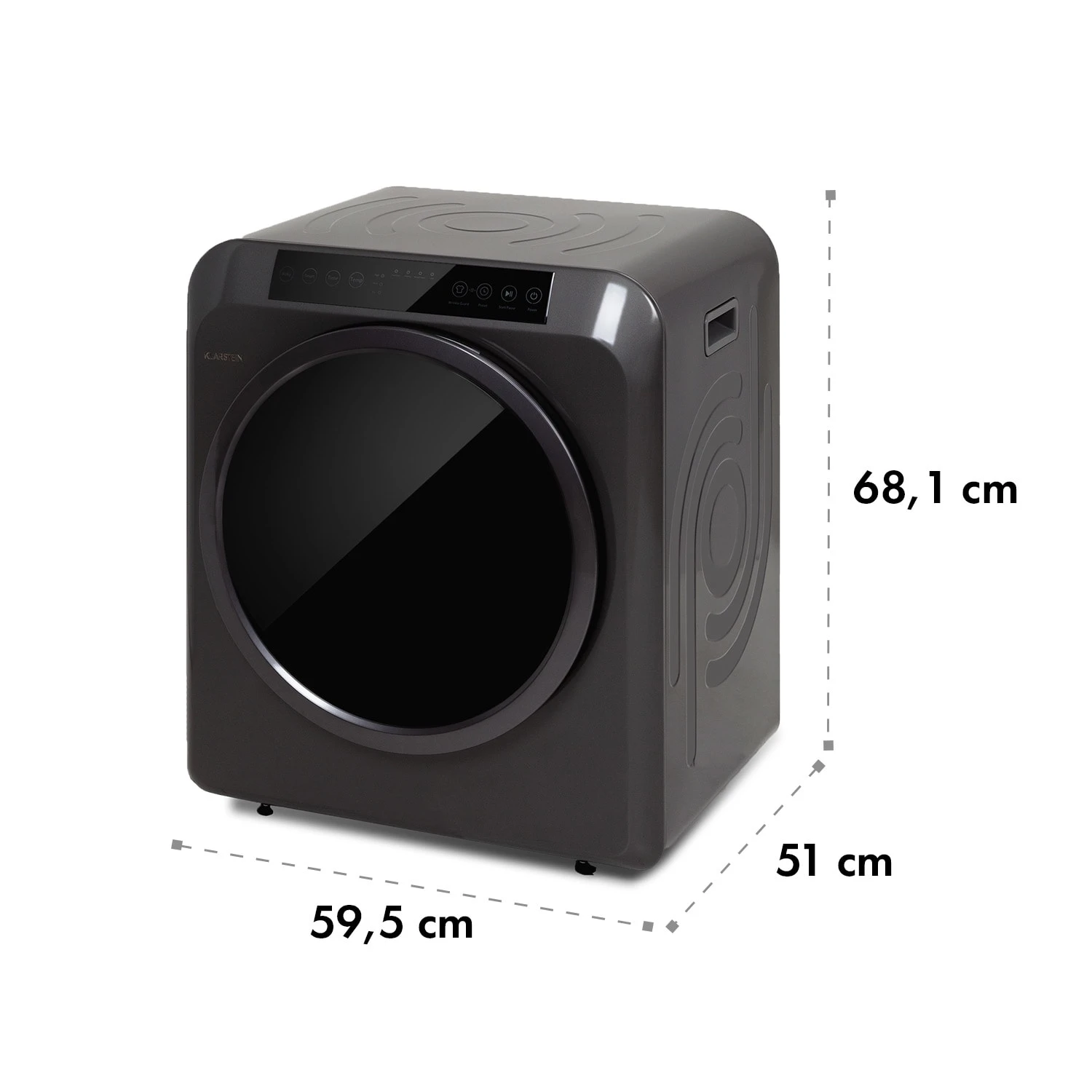 EZ Dry Wäschetrockner Ablufttrockner 1500W 6kg 60cm EZ Dry Wäschetrockner Ablufttrockner 1500W 6kg 60cm -Deutschland Klarstein Verkaufs-Shop 10035544 yy 0008 logo Klarstein Waeschetrockner EZ Dry grau