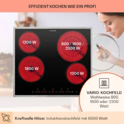 Virtuosa 4 Prime Einbaukochfeld 4 Zonen 6500W Glaskeramik Edelstahlrahmen -Deutschland Klarstein Verkaufs-Shop 10035551 de 0003 usp