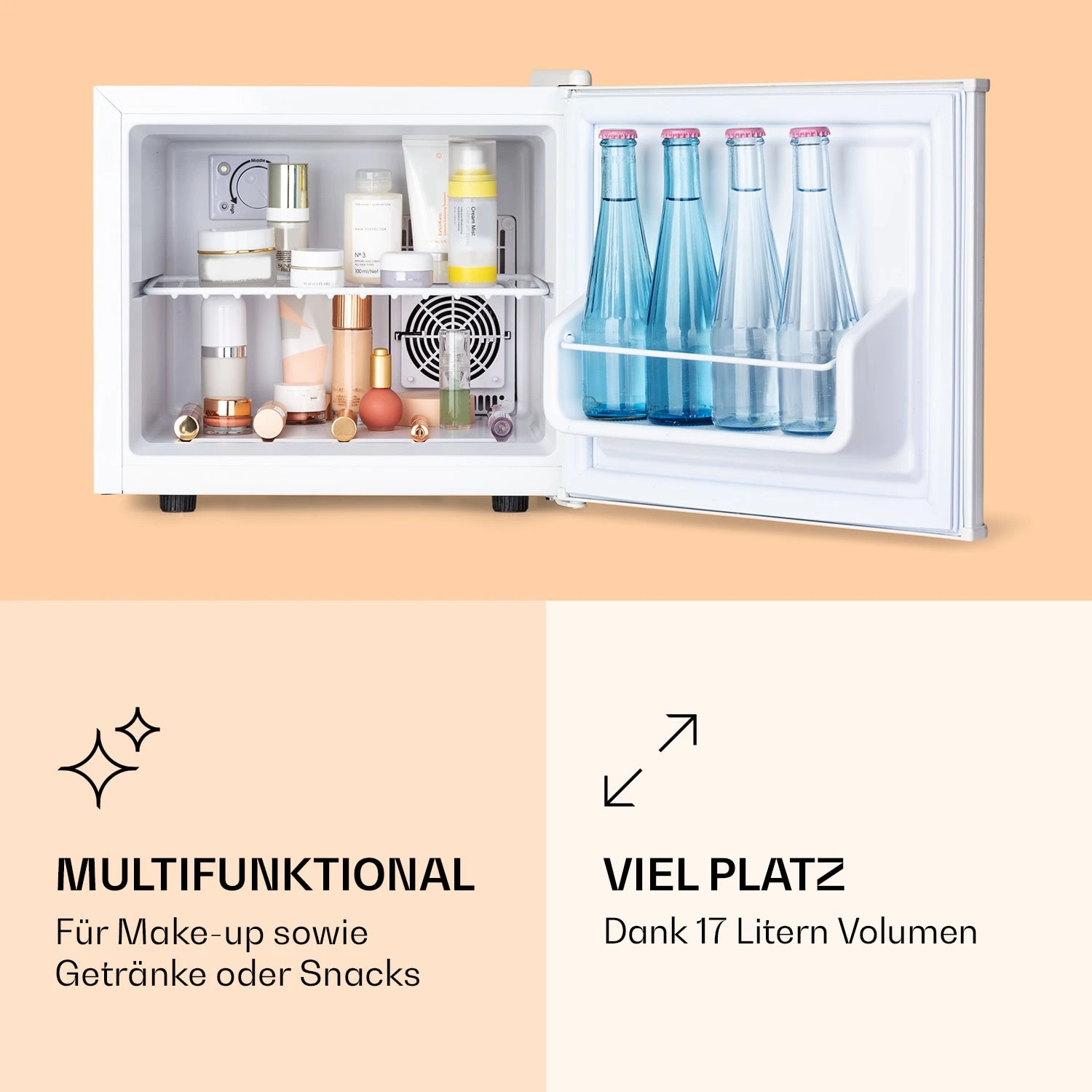 Pretty Cool Make-Up-Kühlschrank Apricot 17 Liter 50 Watt 1 Boden Pretty Cool Make-Up-Kühlschrank Apricot 17 Liter 50 Watt 1 Boden -Deutschland Klarstein Verkaufs-Shop 10035625 de 0003 logo