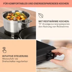 Cookbuddy Doppel-Kochfeld 2400W 5 Leistungsstufen Glaskeramik -Deutschland Klarstein Verkaufs-Shop 10035705 de 0004 usp