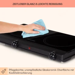 Cookbuddy Doppel-Kochfeld 2400W 5 Leistungsstufen Glaskeramik -Deutschland Klarstein Verkaufs-Shop 10035705 de 0007 usp