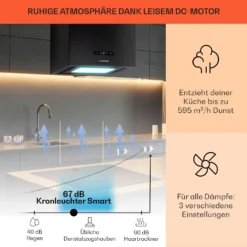 Kronleuchter Smart Inselabzugshaube 595m³/h App-Steuerung LED-Panel -Deutschland Klarstein Verkaufs-Shop 10035710 de 0003 usp
