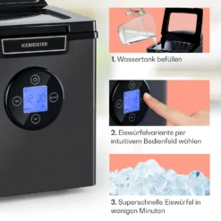 Icemeister 2G Eiswürfelmaschine 12kg/24h LC-Display Edelstahl -Deutschland Klarstein Verkaufs-Shop 10035712 de 0004 usp