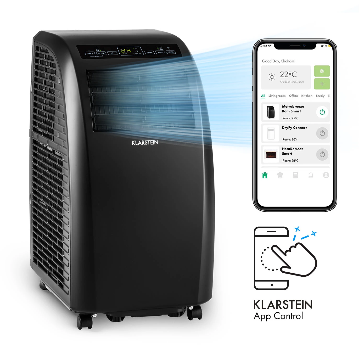 Metrobreeze Rom Smart mobile Klimaanlage 10.000 BTU 3 kW Fernbedienung Metrobreeze Rom Smart Mobile Klimaanlage 10.000 BTU 3 KW Fernbedienung -Deutschland Klarstein Verkaufs-Shop 10035804 yy 0001 titel