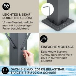 Pantheon Cortina Solid Sky Pergola Vordach 3x3m Polycarbonat -Deutschland Klarstein Verkaufs-Shop 10035872 de 0003 usp