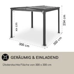 Pantheon Cortina Solid Sky Pergola Vordach 3x3m Polycarbonat -Deutschland Klarstein Verkaufs-Shop 10035872 de 0004 usp
