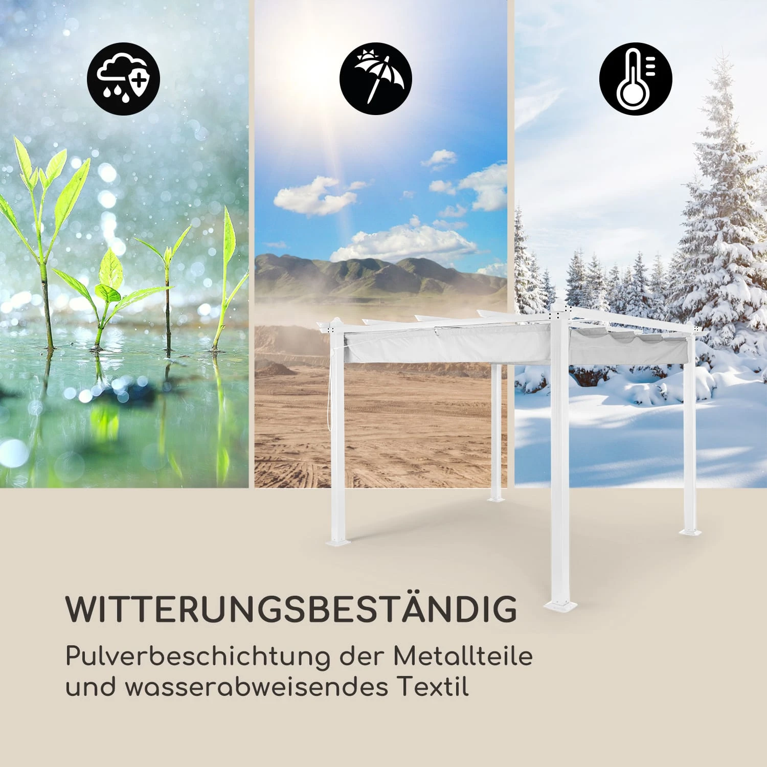 Pantheon Pergola Aluminiumkantrohr 3x3m 4 Eckpfosten wasserabweisend Pantheon Pergola Aluminiumkantrohr 3x3m 4 Eckpfosten Wasserabweisend -Deutschland Klarstein Verkaufs-Shop 10035875 de 0005 logo