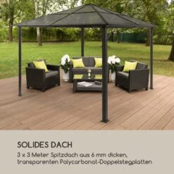 Pantheon Solid Sky Ambient Solar Pavillon Mit Grauem Dach 3x3m Polycarbonat Aluminium -Deutschland Klarstein Verkaufs-Shop 10035899 de 0007 logo