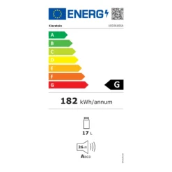 Geheimversteck Mini-Kühlschrank 2 Ebenen 17Ltr. 26dB Thermoelektrisch -Deutschland Klarstein Verkaufs-Shop 10036105 energy label