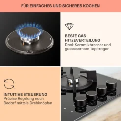 MultiChef 4 Kombi-Gaskochfeld Gas/Glaskeramik 4 Zonen -Deutschland Klarstein Verkaufs-Shop 10036337 de 0004 usp