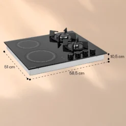 MultiChef 4 Kombi-Gaskochfeld Gas/Glaskeramik 4 Zonen -Deutschland Klarstein Verkaufs-Shop 10036337 yy 0011 dimensions