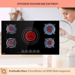 MultiChef 5 Kombi-Gaskochfeld Gas/Glaskeramik 5 Zonen -Deutschland Klarstein Verkaufs-Shop 10036338 de 0003 usp