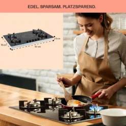 MultiChef 5 Kombi-Gaskochfeld Gas/Glaskeramik 5 Zonen -Deutschland Klarstein Verkaufs-Shop 10036338 de 0006 usp