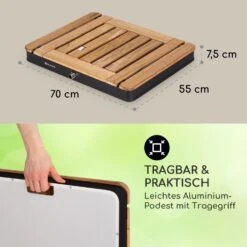 Sumatra Teak Square Gartendusche Aluminium Teakholz Tragegriff -Deutschland Klarstein Verkaufs-Shop 10036350 de 0006 usp