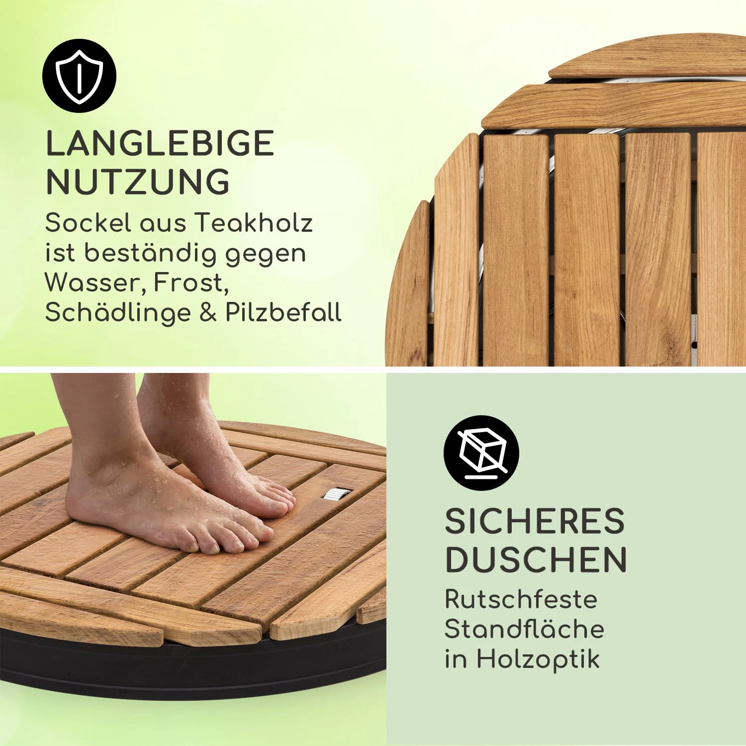 Sumatra Teak Round Gartendusche Aluminium Teakholz Tragegriff Sumatra Teak Round Gartendusche Aluminium Teakholz Tragegriff -Deutschland Klarstein Verkaufs-Shop 10036351 de 0003 usp
