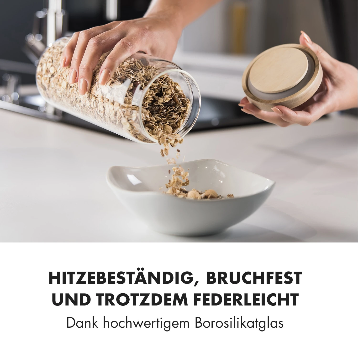 Glaswerk Lovage Vorratsgläser 1,1 l 3er Set Borosilikatglas Akazienholzdeckel Silikon Glaswerk Lovage Vorratsgläser 1,1 L 3er Set Borosilikatglas Akazienholzdeckel Silikon -Deutschland Klarstein Verkaufs-Shop 10036356 de 0003 logo