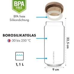 Glaswerk Lovage Vorratsgläser 1,1 L 3er Set Borosilikatglas Akazienholzdeckel Silikon 5 Glaswerk Lovage Vorratsgläser 1,1 L 3er Set Borosilikatglas Akazienholzdeckel Silikon -Deutschland Klarstein Verkaufs-Shop 10036356 de 0006 logo