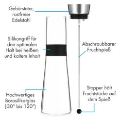 Sile Karaffe 1,6 Liter Borosilikatglas Fruchtspieß Mit Stopper -Deutschland Klarstein Verkaufs-Shop 10036369 de 0004 logo