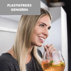 Glaswerk Frezzeria Glasstrohhalme 7 Stück 0,8 X 15 Cm (ØxH) Holzhalterung Bürste -Deutschland Klarstein Verkaufs-Shop 10036379 de 0003 logo