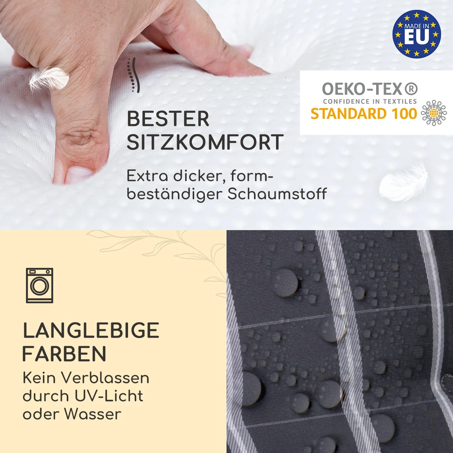 Sylt Polsterauflage Sesselauflage Kopfkissen Polyester 50x120x9cm Sylt Polsterauflage Sesselauflage Kopfkissen Polyester 50x120x9cm -Deutschland Klarstein Verkaufs-Shop 10036541 de 0004 usp