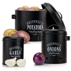 Georgia Vorratsbehälter 3er-Set Emaille-Stahlblech Vintage Rostfrei