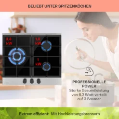 Alchemist 3 Gaskochfeld 3-flammig Aluminium-Brenner Glaskeramik -Deutschland Klarstein Verkaufs-Shop 10037804 de 0003 usp