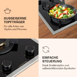 Goldflame Domino Prime Gaskochfeld 2-flammig Messing-Brenner Glaskeramik -Deutschland Klarstein Verkaufs-Shop 10037806 de 0003 logo